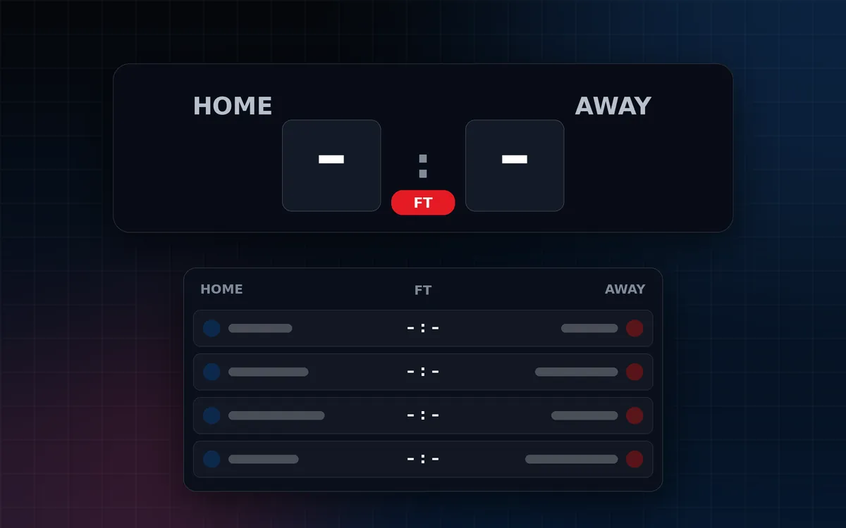 Scoreboard illustration with generic home and away labels